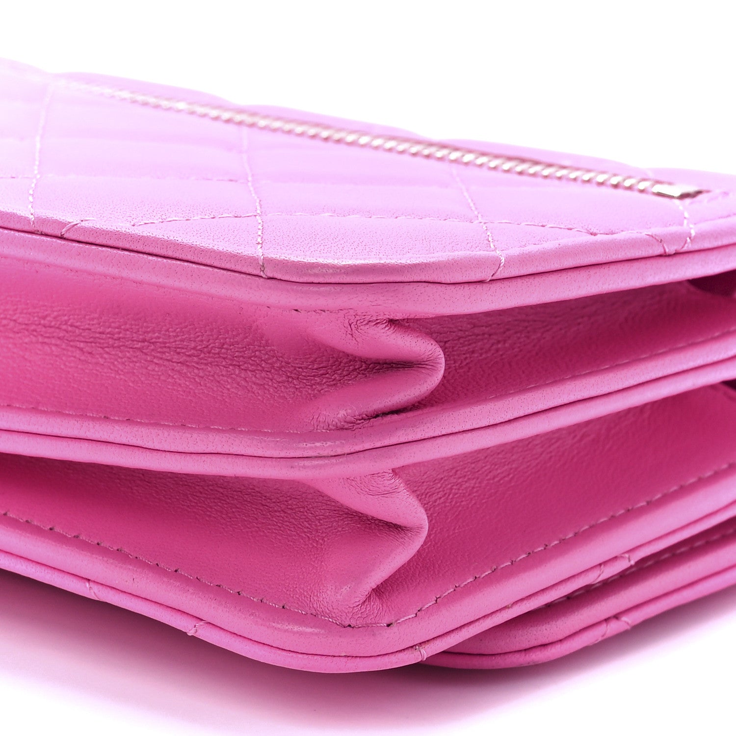Chanel Lambskin Quilted Mini Wallet On Chain WOC Pink 11 of 12
