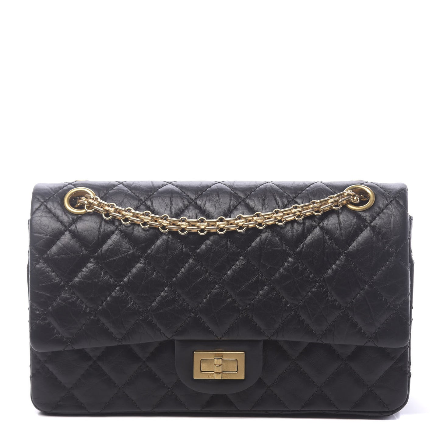 Aged Calfskin Quilted 2.55 Reissue 225 Flap Black