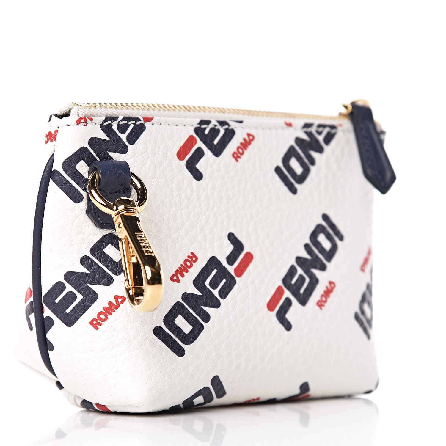 Fendi X FILA Vitello Mania Small Pyramid Cosmetic Case White Blueberry 3 of 7