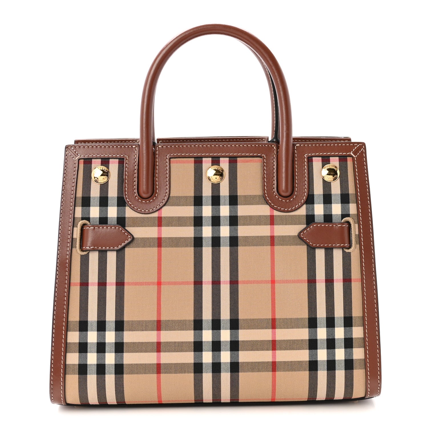 Burberry Calfskin Vintage Check Mini Two Handle Title Bag Archive Beige 1 of 9