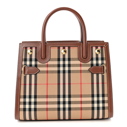 Burberry Calfskin Vintage Check Mini Two Handle Title Bag Archive Beige 1 of 9