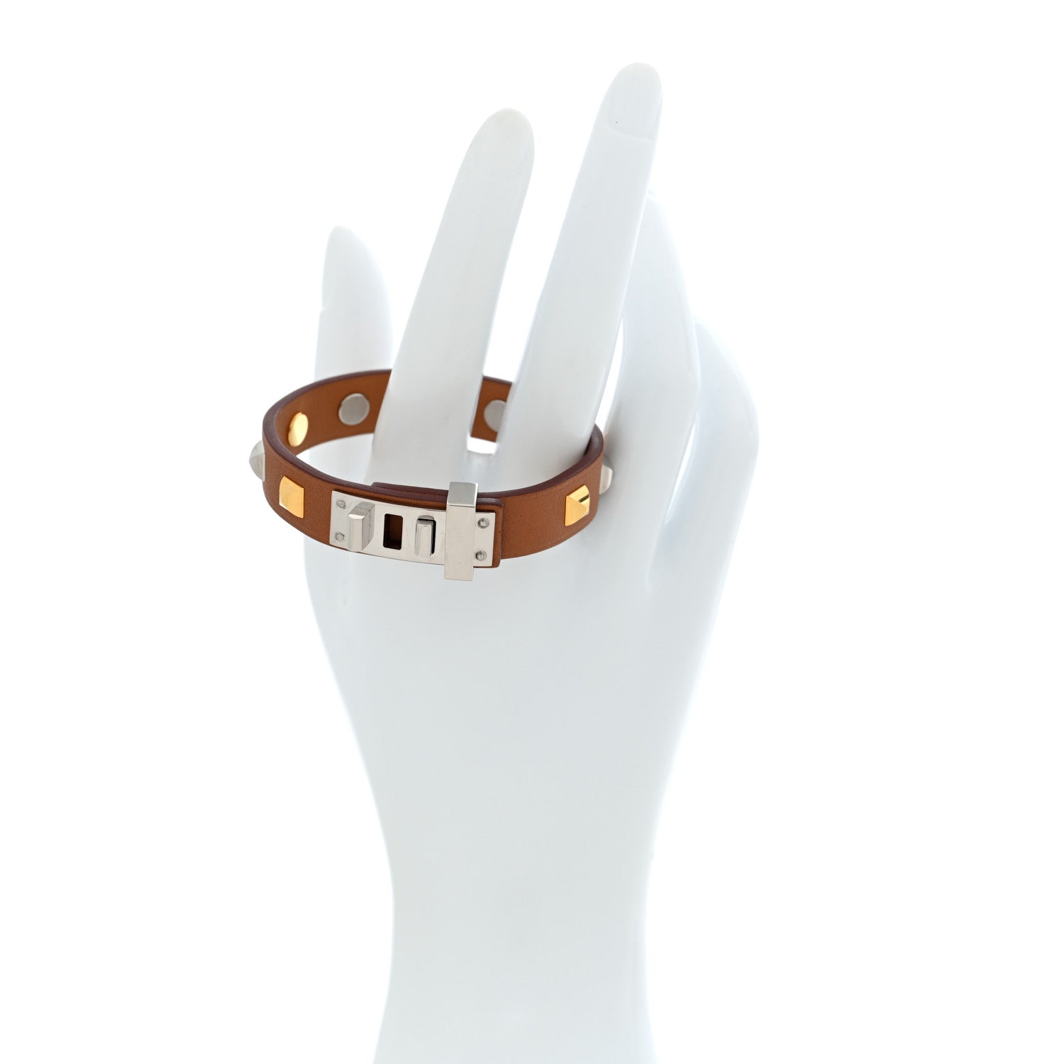 Hermes Swift Mini Dog Square Studded Bracelet T2 Gold 2 of 4