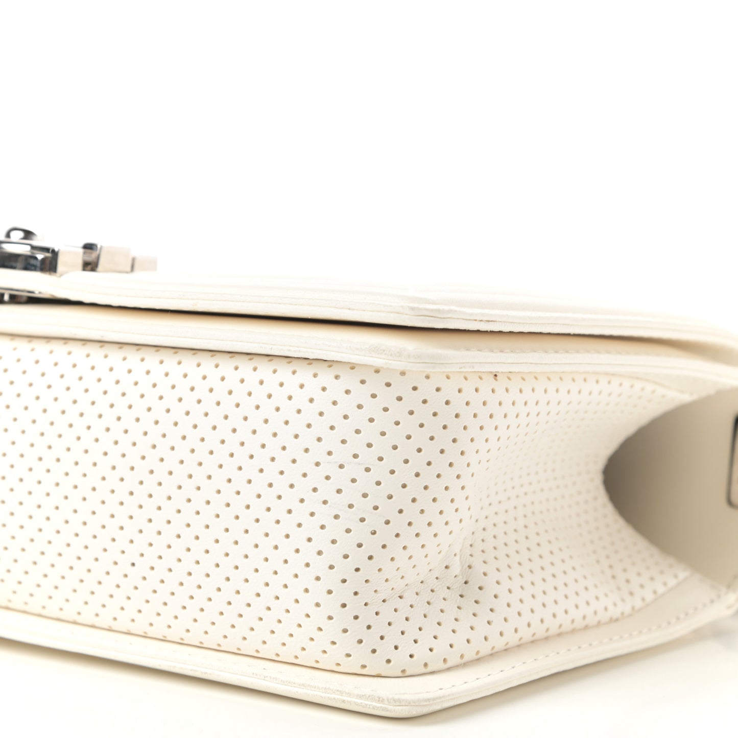 Lambskin Perforated Medium Boy Flap White