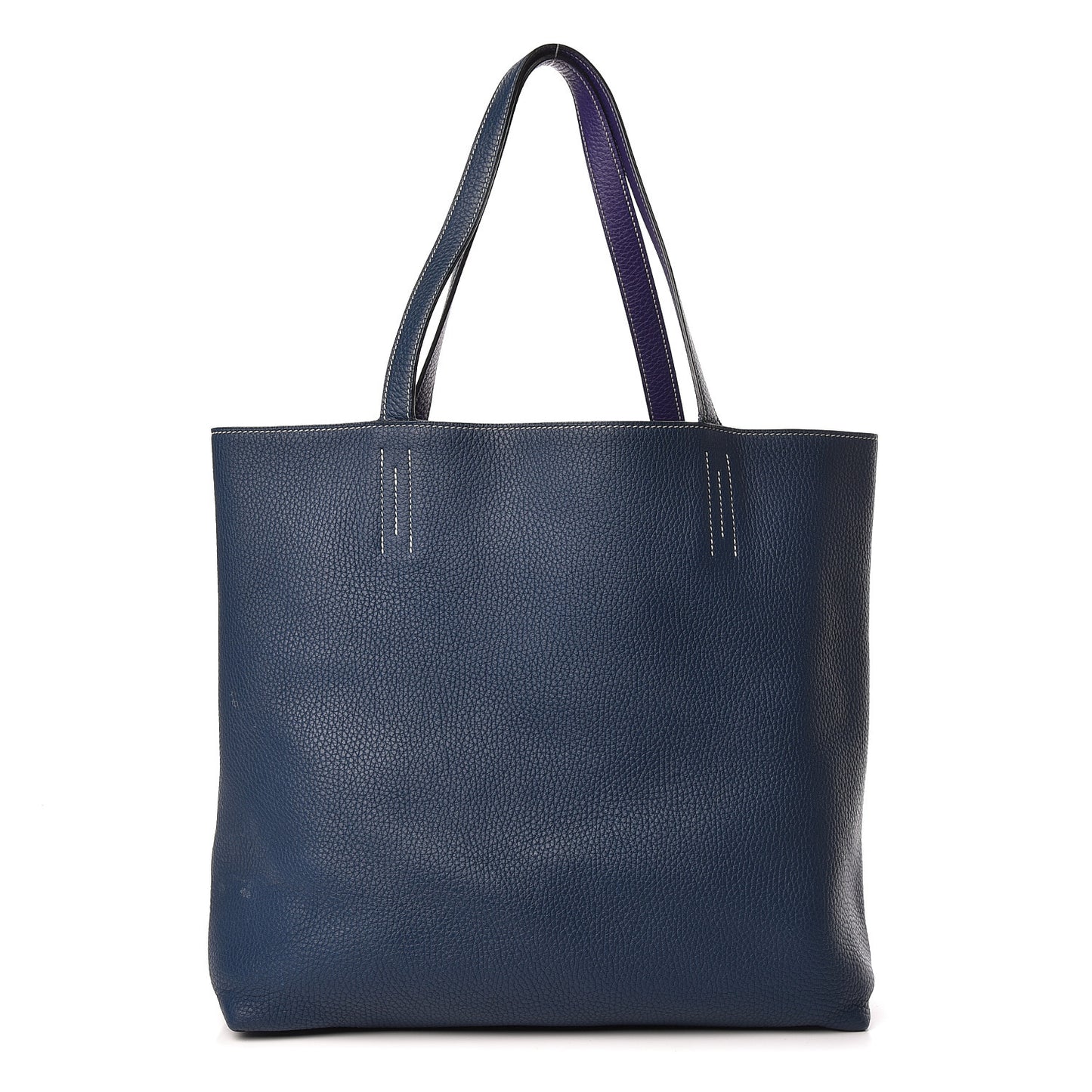 Taurillon Clemence Double Sens 36 Reversible Tote Iris Bleu De Malte