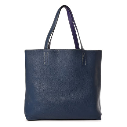 Hermes Taurillon Clemence Double Sens 36 Reversible Tote Iris Bleu De Malte 4 of 20