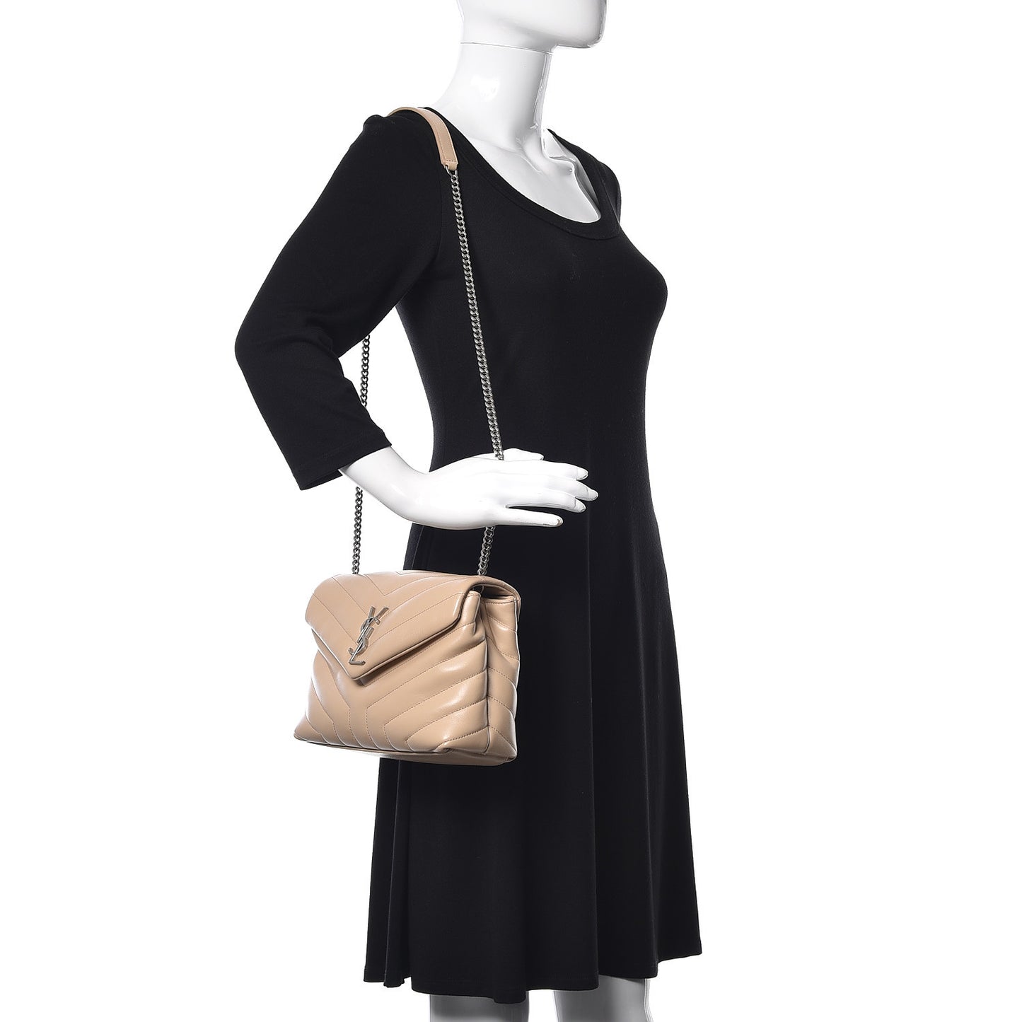 Calfskin Y Quilted Monogram Small Loulou Chain Satchel Rose Antic