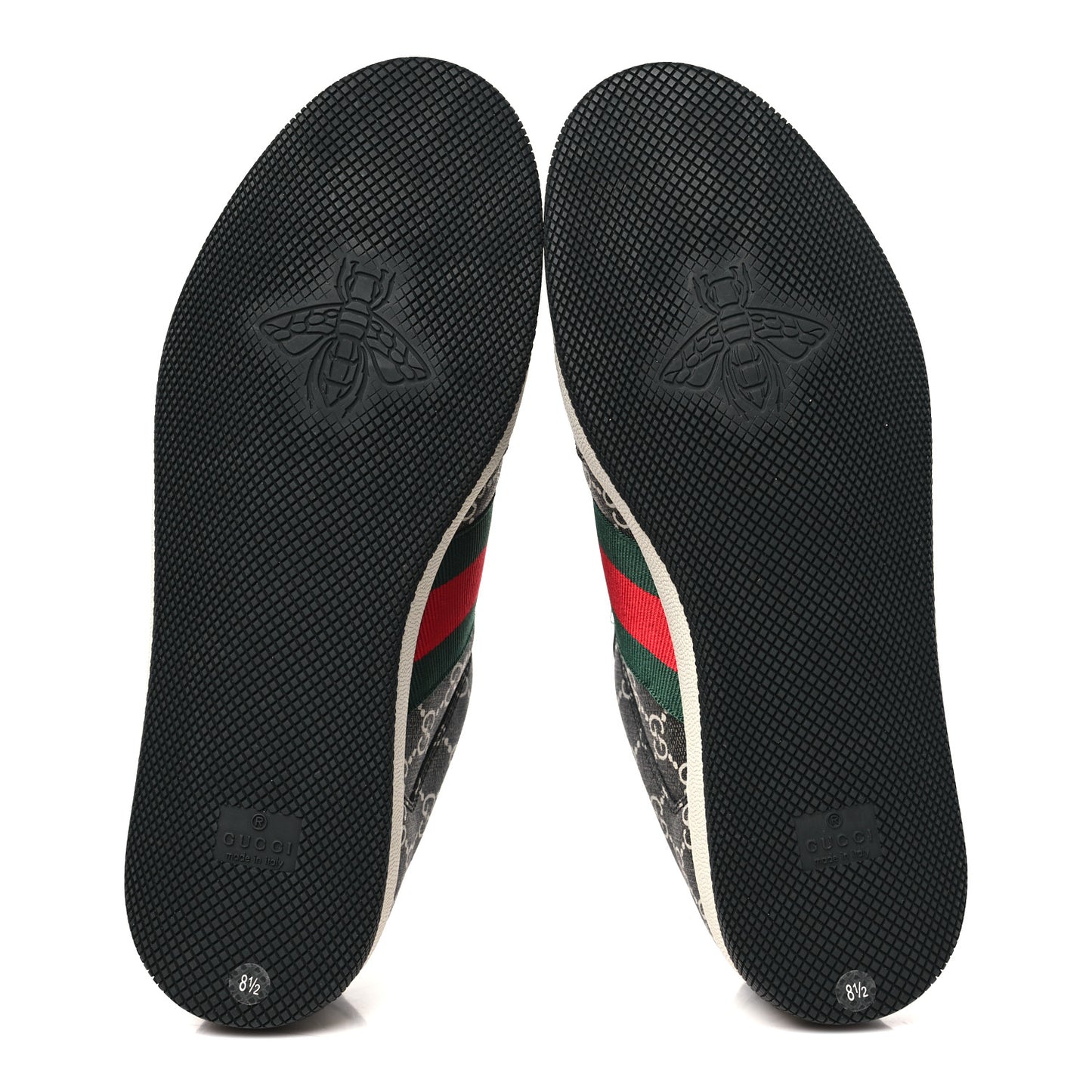 GG Supereme Monogram Miro Soft Calfskin Web Mens Screener Sneakers 8.5 Black Grey Sky