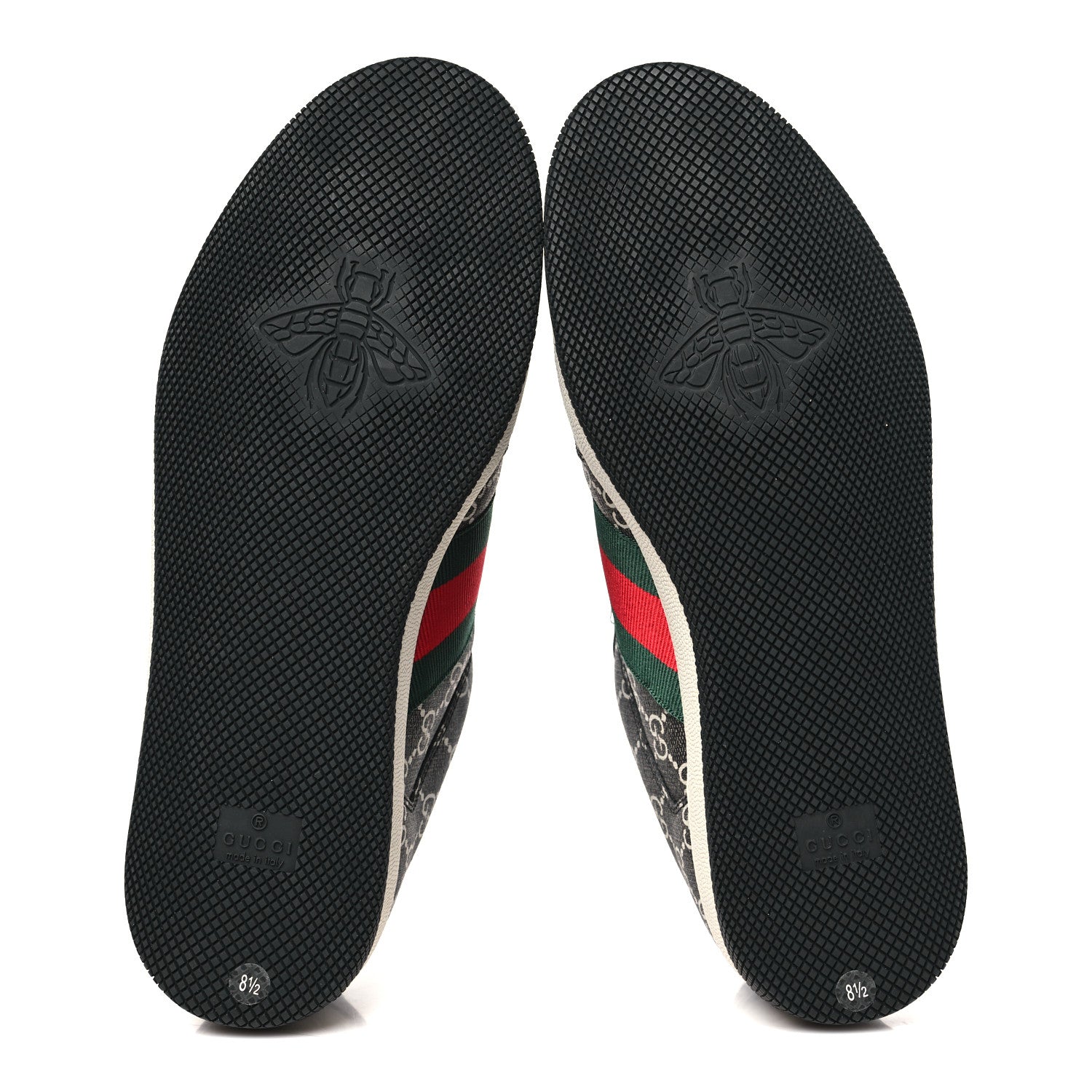 Gucci GG Supereme Monogram Miro Soft Calfskin Web Mens Screener Sneakers 8.5 Black Grey Sky 5 of 10