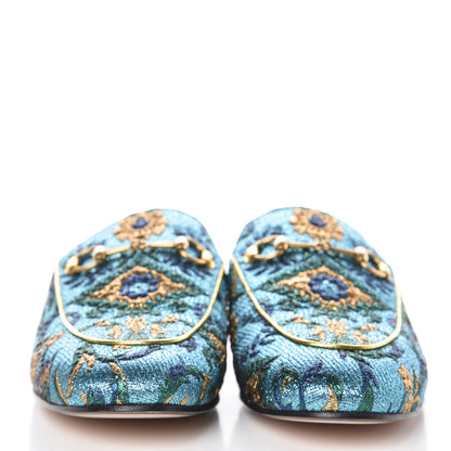 Gucci Iridescent Brocade Womens Princetown Slippers 39 Azure Multicolor Oro 2 of 8