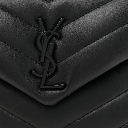 Saint Laurent Calfskin Y Quilted Monogram Monochrome Small Loulou Chain Satchel Black 8 of 10