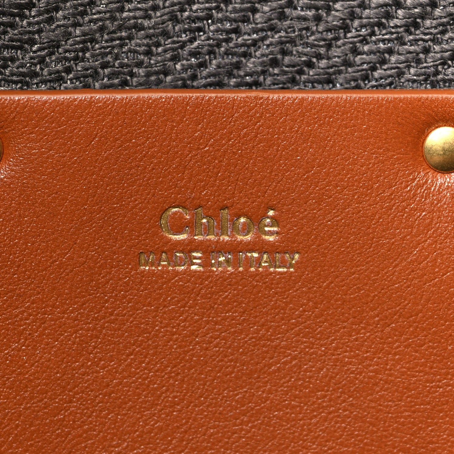 Chloe Linen Canvas Calfskin Large Marcie Tote Black Tan 6 of 9