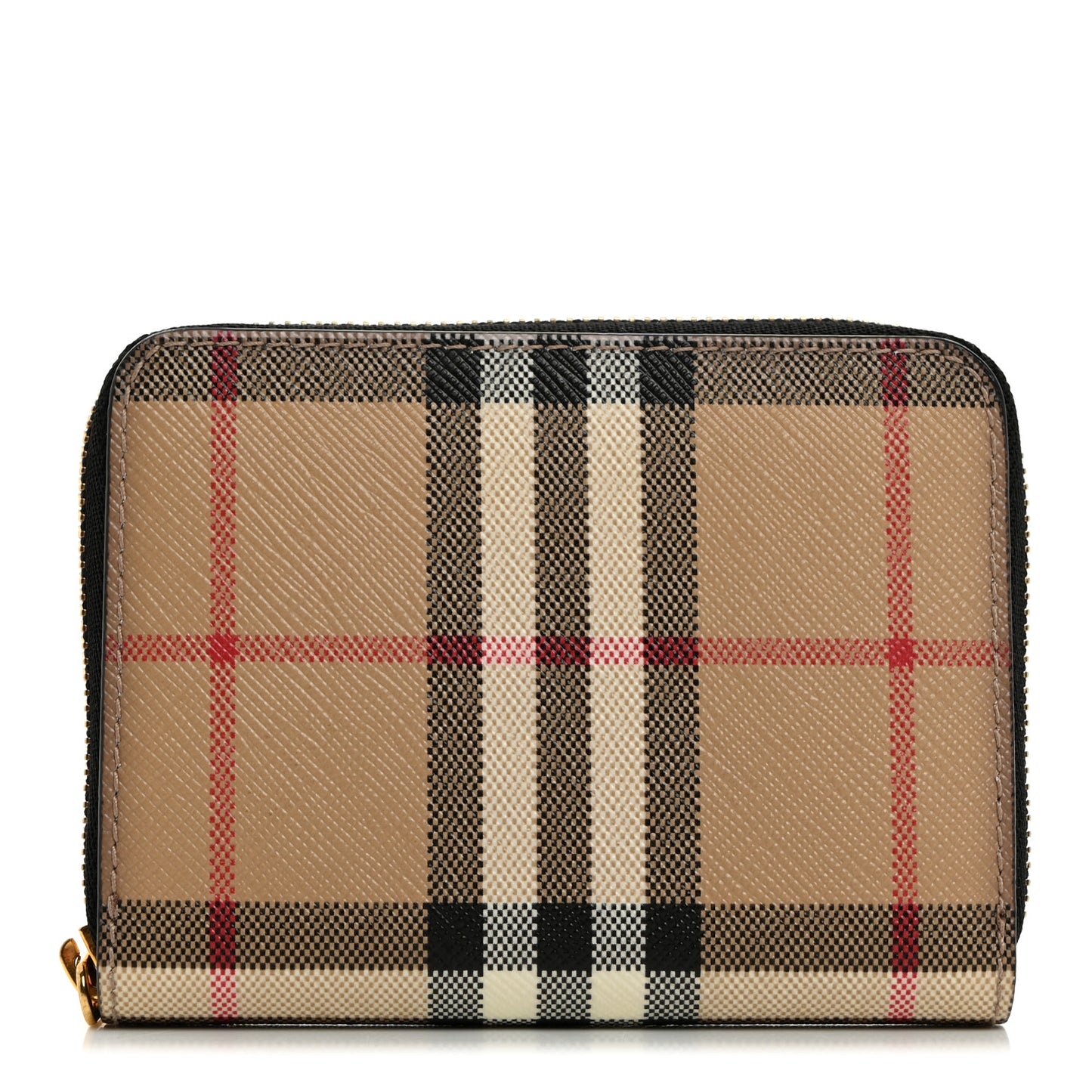 E-Canvas Vintage Check Mini Zip Around Wallet Birch Black