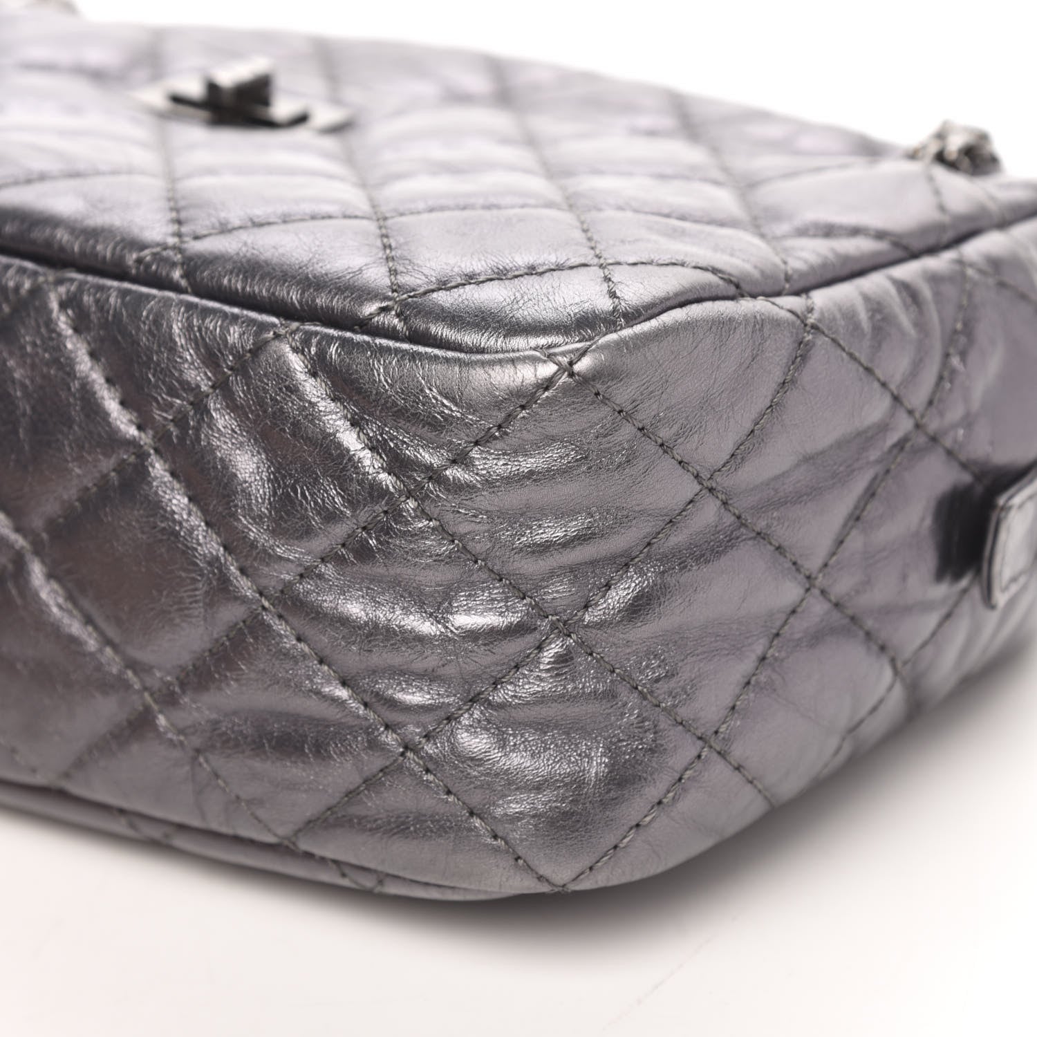 Chanel Metallic Aged Calfskin Quilted Medium Reissue Camera Case Dark Silver 9 of 9