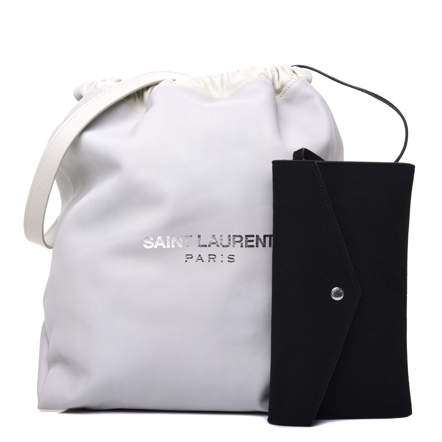 Lambskin Teddy Drawstring Bag White