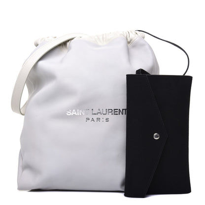 Saint Laurent Lambskin Teddy Drawstring Bag White 1 of 11