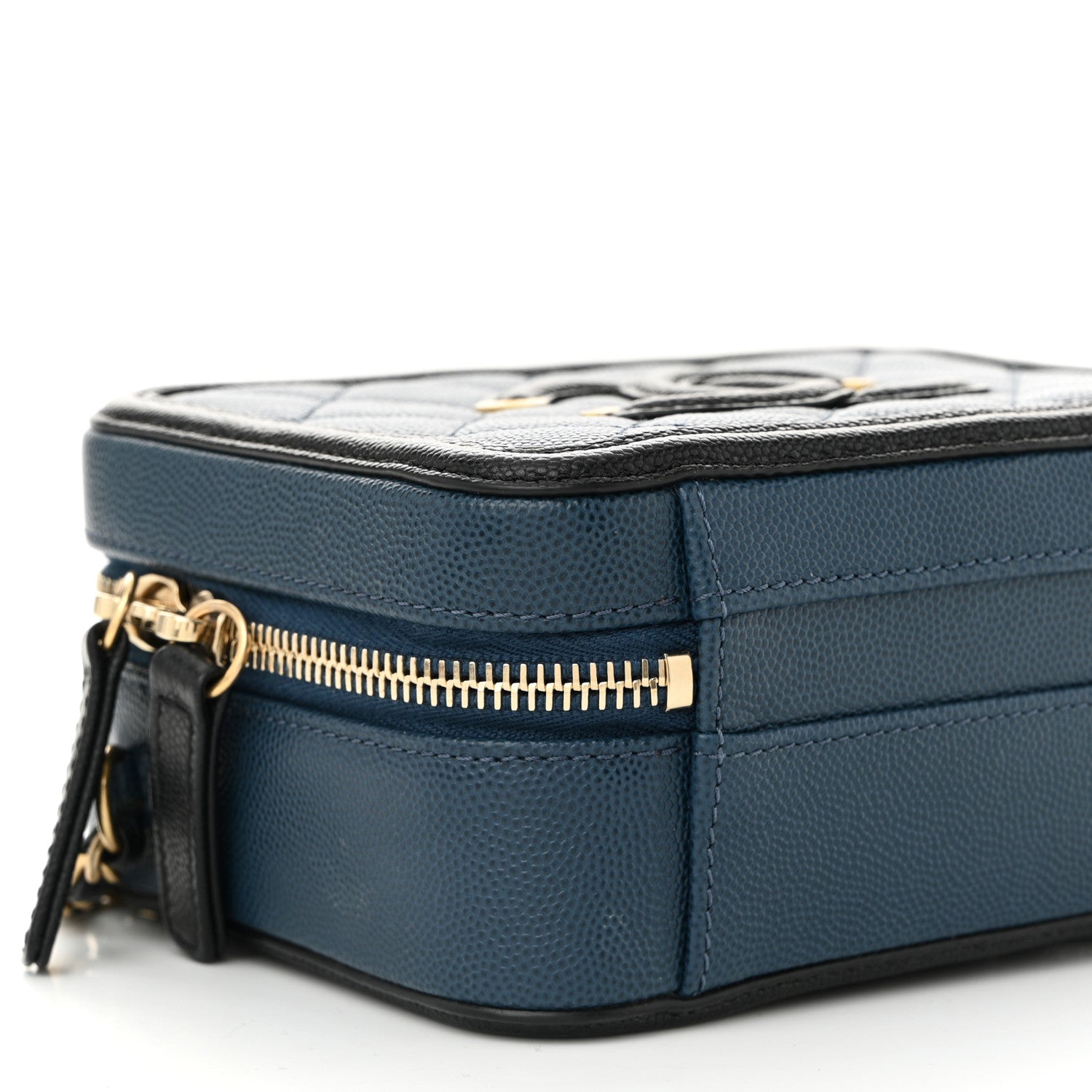 Chanel Caviar Quilted Small CC Filigree Vanity Case Navy Black 9 of 10