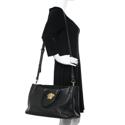 Versace Grained Calfskin La Medusa Shopping Tote Black 2 of 14