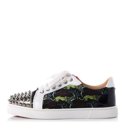 Christian Louboutin Calfskin Patent Satin Jaguar Printed Spike Vieira Low Top Sneakers 36 1 of 10