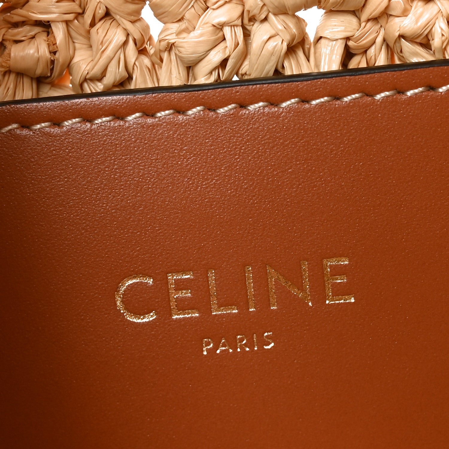 Celine Raffia Calfskin Triomphe Panier Hobo Bag Natural Tan 7 of 11