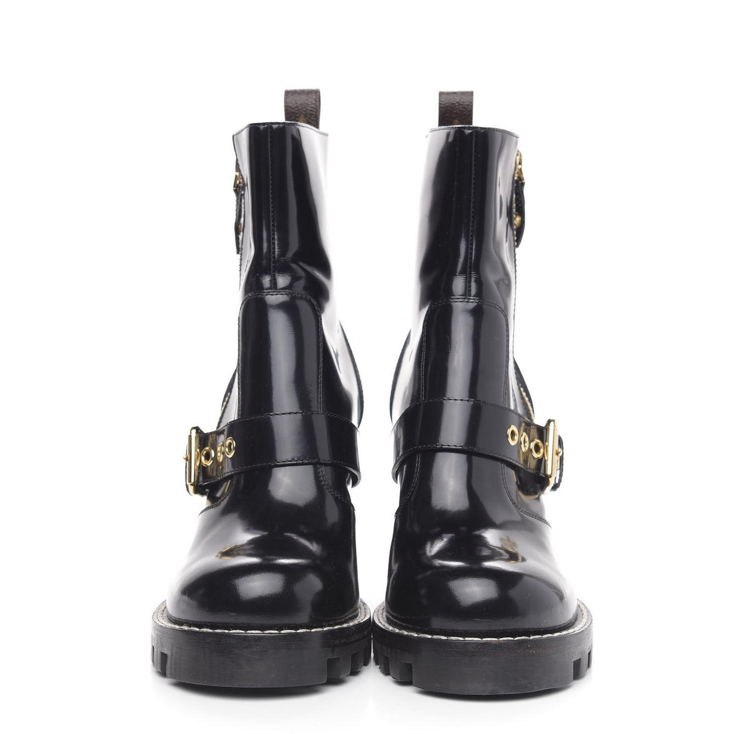 Patent Calfskin Star Trail Boots 40 Black