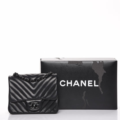 Chanel Lambskin Chevron Quilted Mini Square Flap So Black 10 of 10