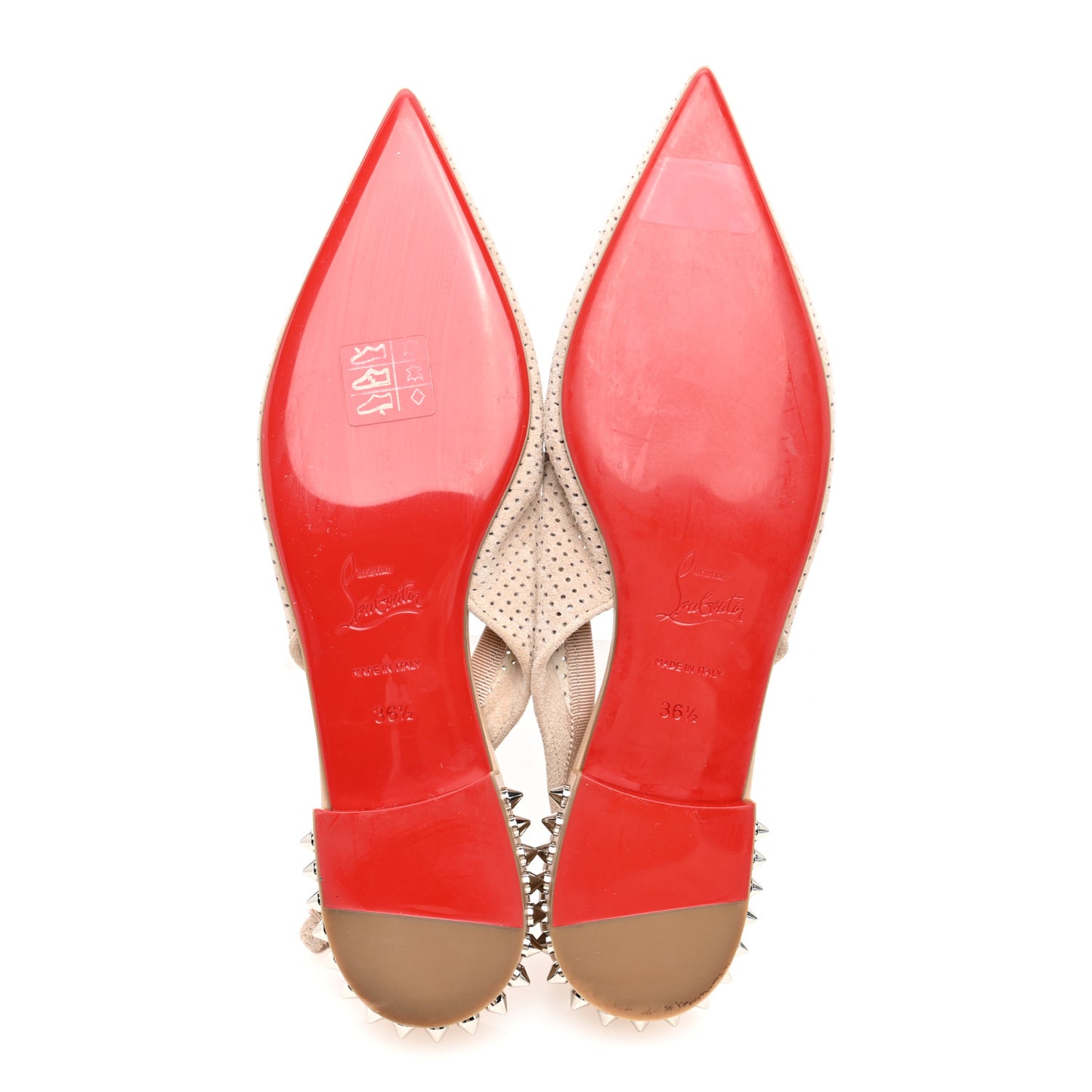 Velours Spiked Hall Slingback Flats 36.5 Nude