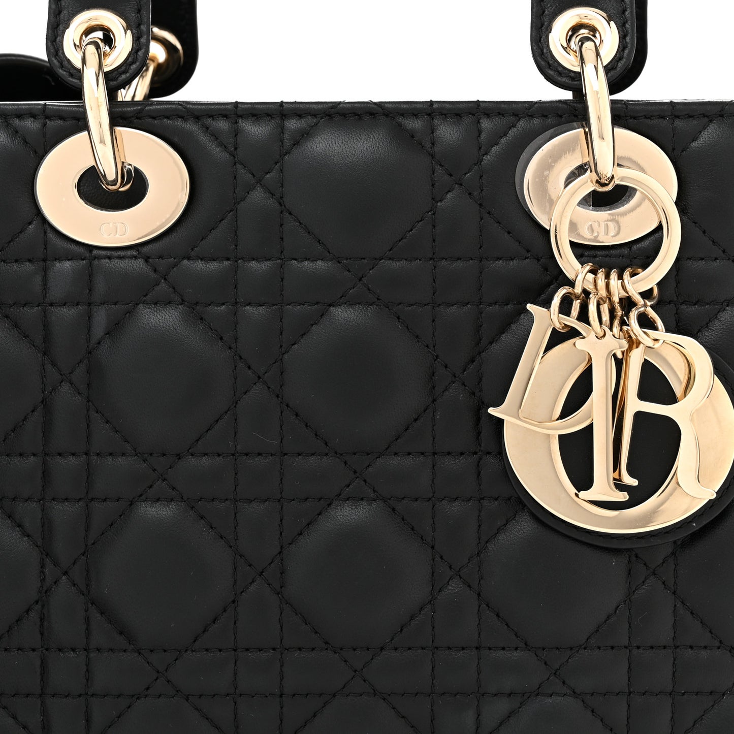 CHRISTIAN DIOR Lambskin Cannage Small My ABCDior Lady Dior Black
