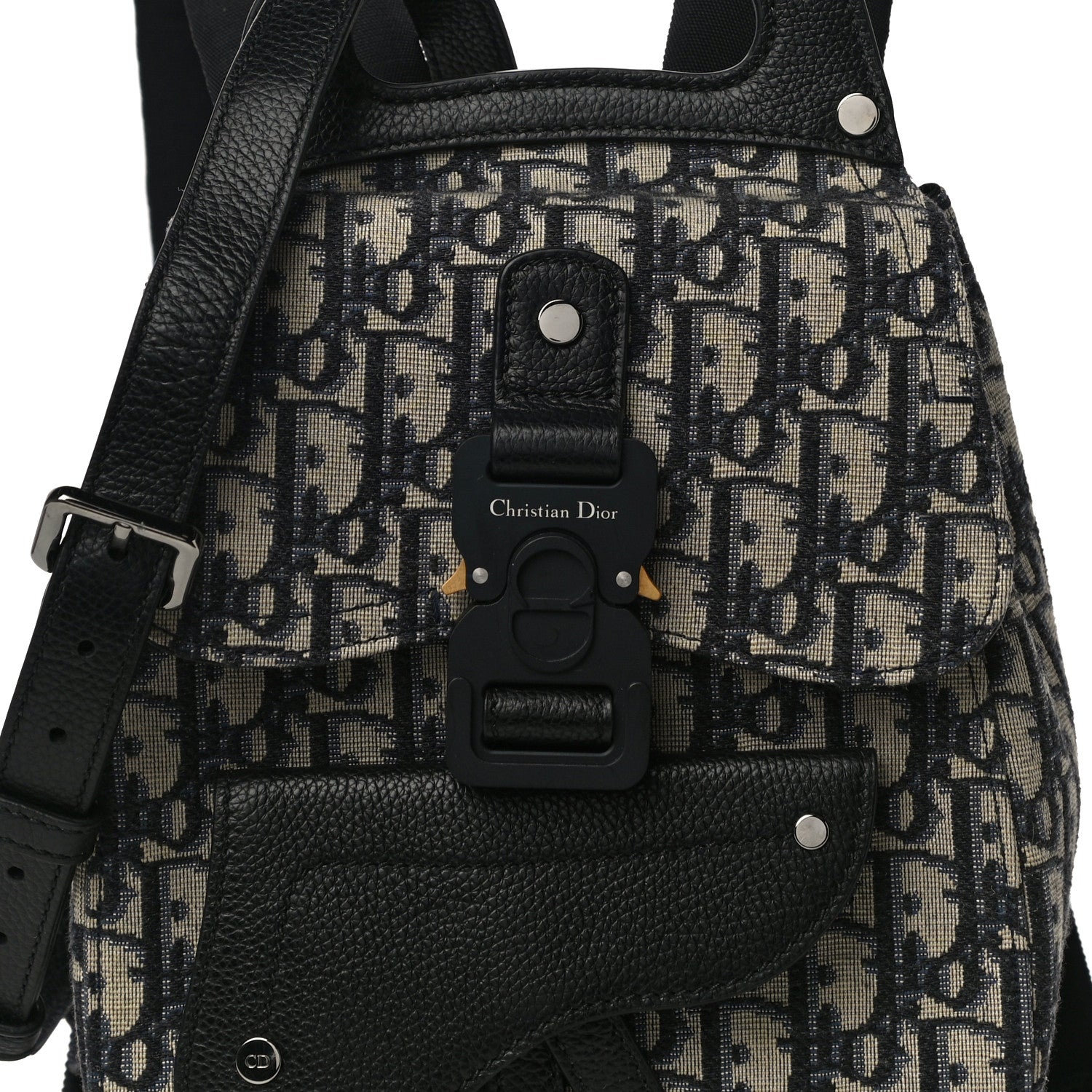 Christian Dior HOMME Oblique Calfskin Mens Mini Saddle Backpack Navy Blue 6 of 8