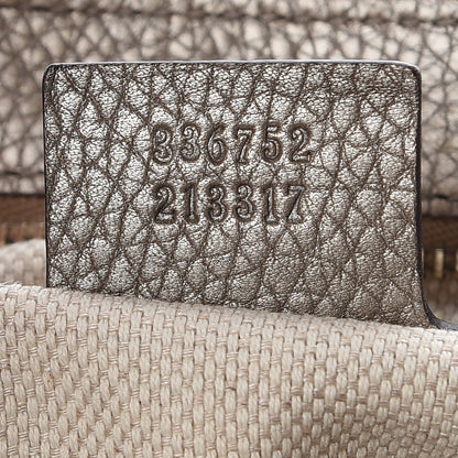 Gucci Metallic Pebbled Calfskin Medium Soho Flap Crossbody Golden Beige 7 of 7