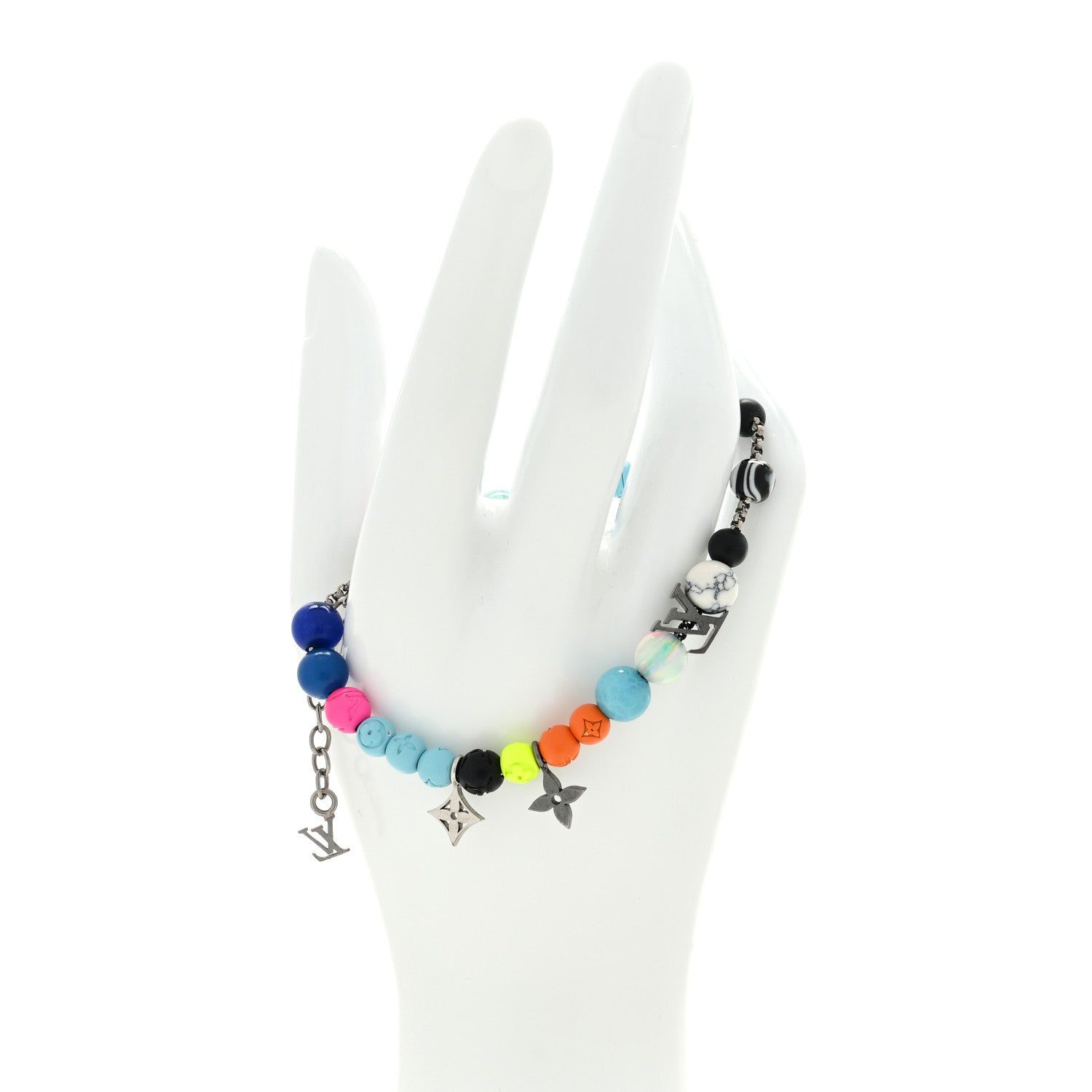 Louis Vuitton Metal Resin Opal LV Beads Bracelet Multicolor 2 of 6