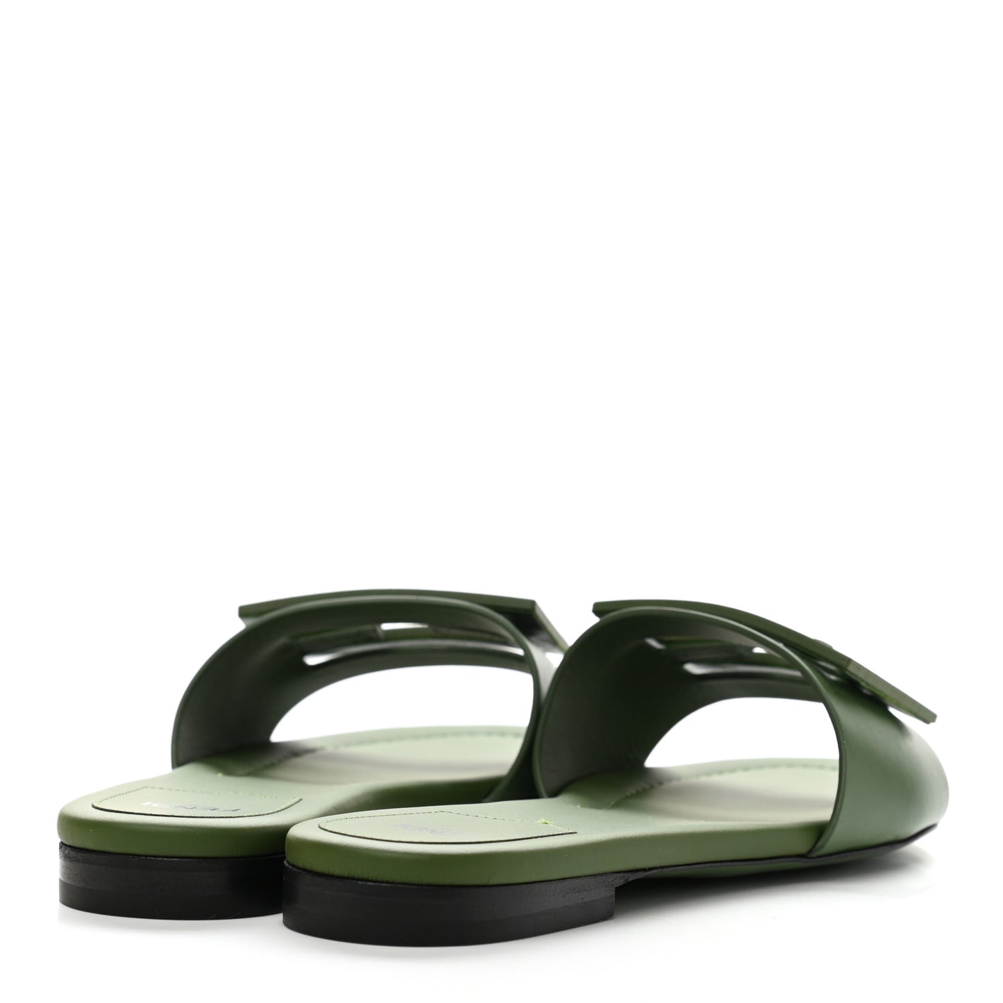 Vitello Cuoio Baguette Flat Slide Sandals 37.5 Verde