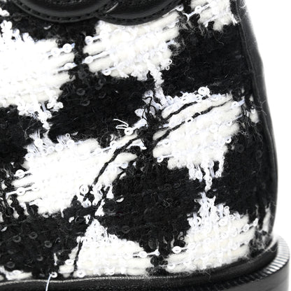 Chanel Tweed Grosgrain Pearl Combat Short Boots 37 White Black 9 of 11