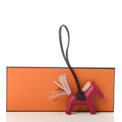 Hermes Milo Lambskin Grigri Rodeo Horse Bag Charm PM Rose Sakura Framboise Rouge Sellier 4 of 4