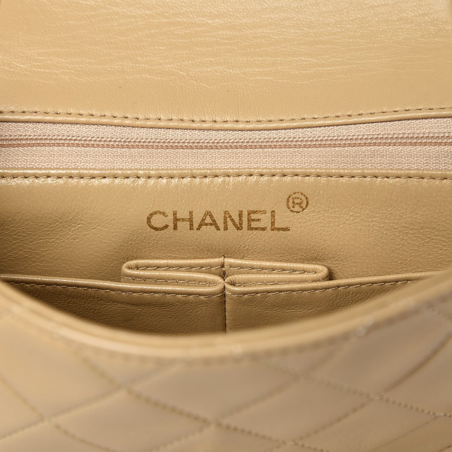 Lambskin Quilted Small Flap Beige