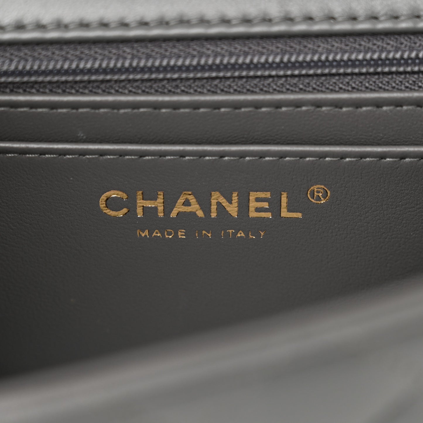 Lambskin Quilted Mini Top Handle Rectangular Flap Grey