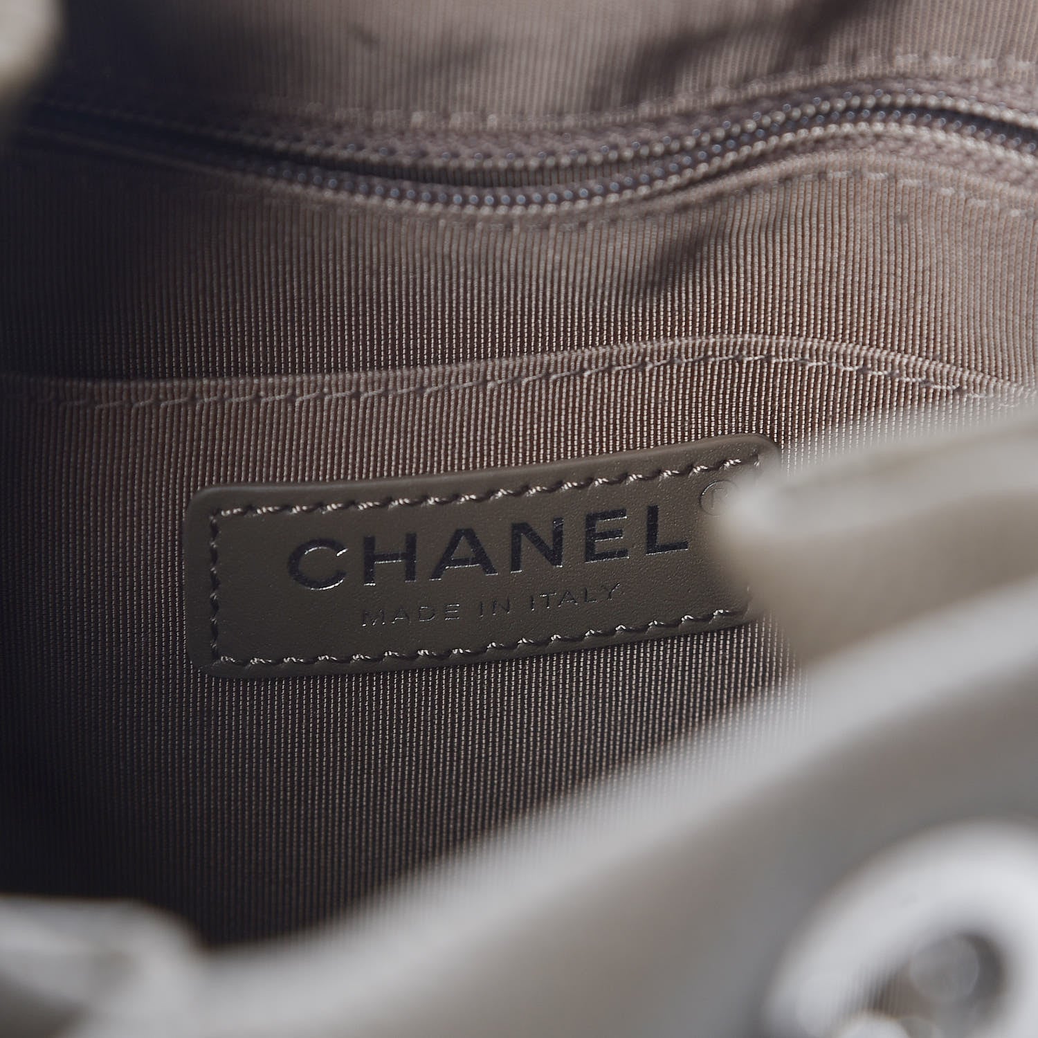 Chanel Grained Calfskin Quilted Small Chain Bucket Bag Khaki 9 of 10