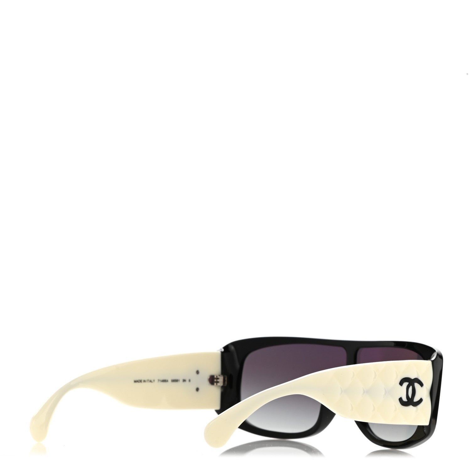 Chanel Acetate Shield Sunglasses 71466 White Black 4 of 9