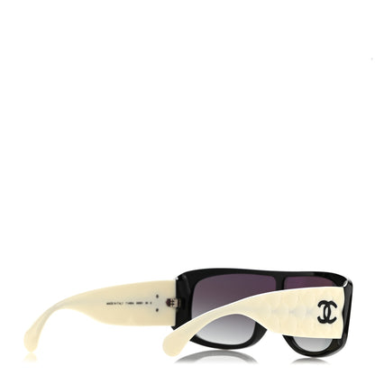 Chanel Acetate Shield Sunglasses 71466 White Black 4 of 9