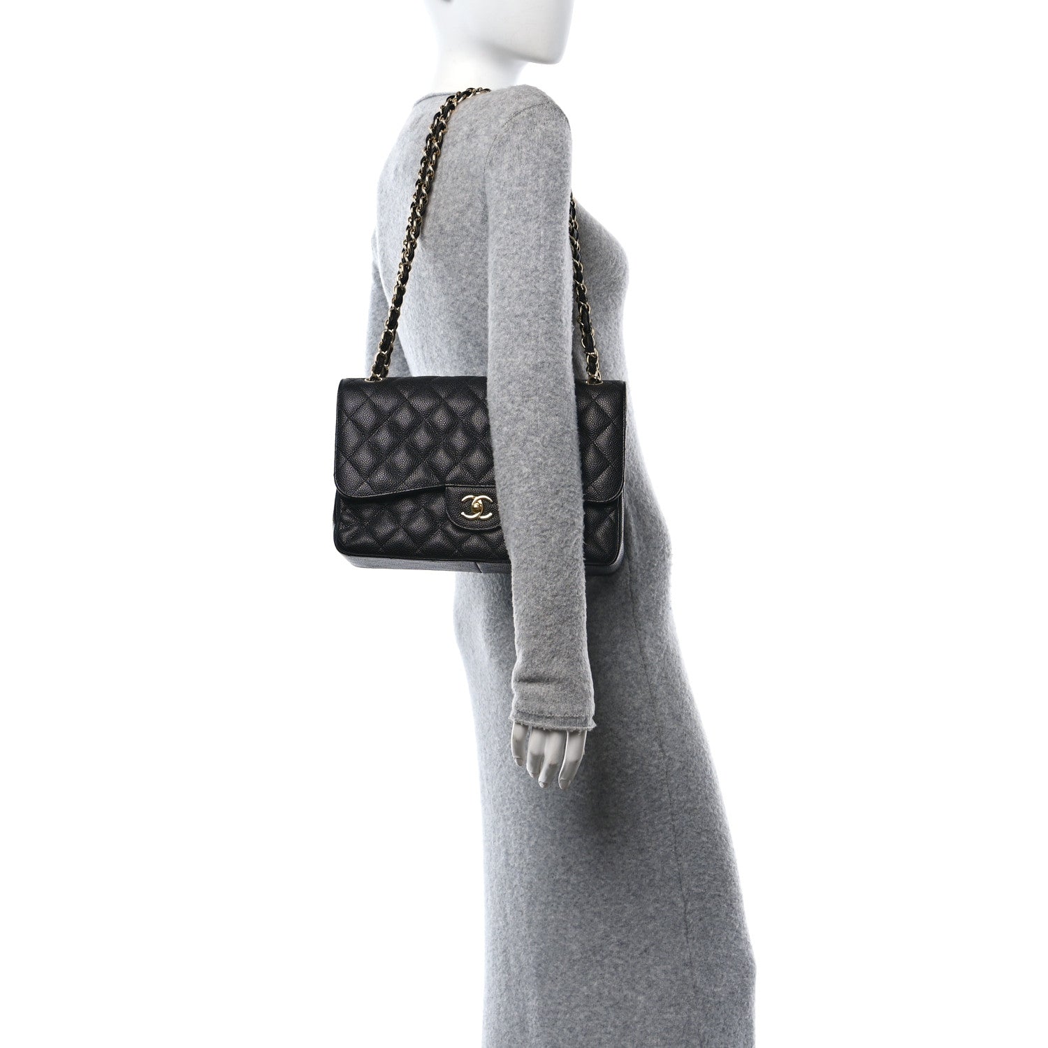 Chanel Caviar Quilted Jumbo Double Flap Black 3 of 10