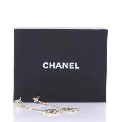 Chanel Crystal CC Drop Earrings Pink Grey Gold 4 of 4