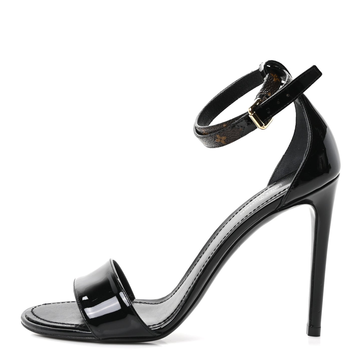 Patent Monogram Call Back Sandals 37 Black