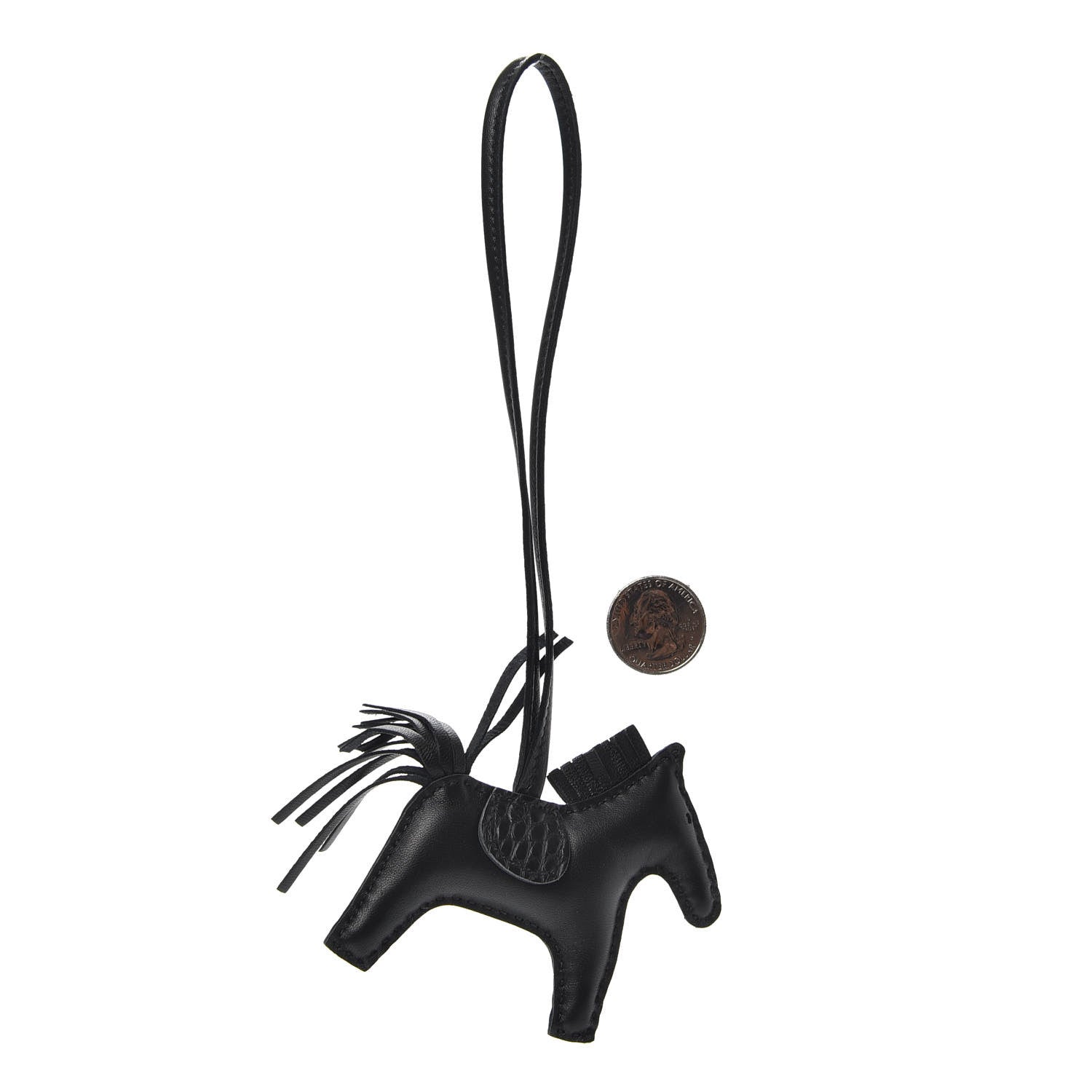 Hermes Milo Lambskin Matte Alligator Touch Grigri Rodeo Horse Bag Charm PM So Black 2 of 3