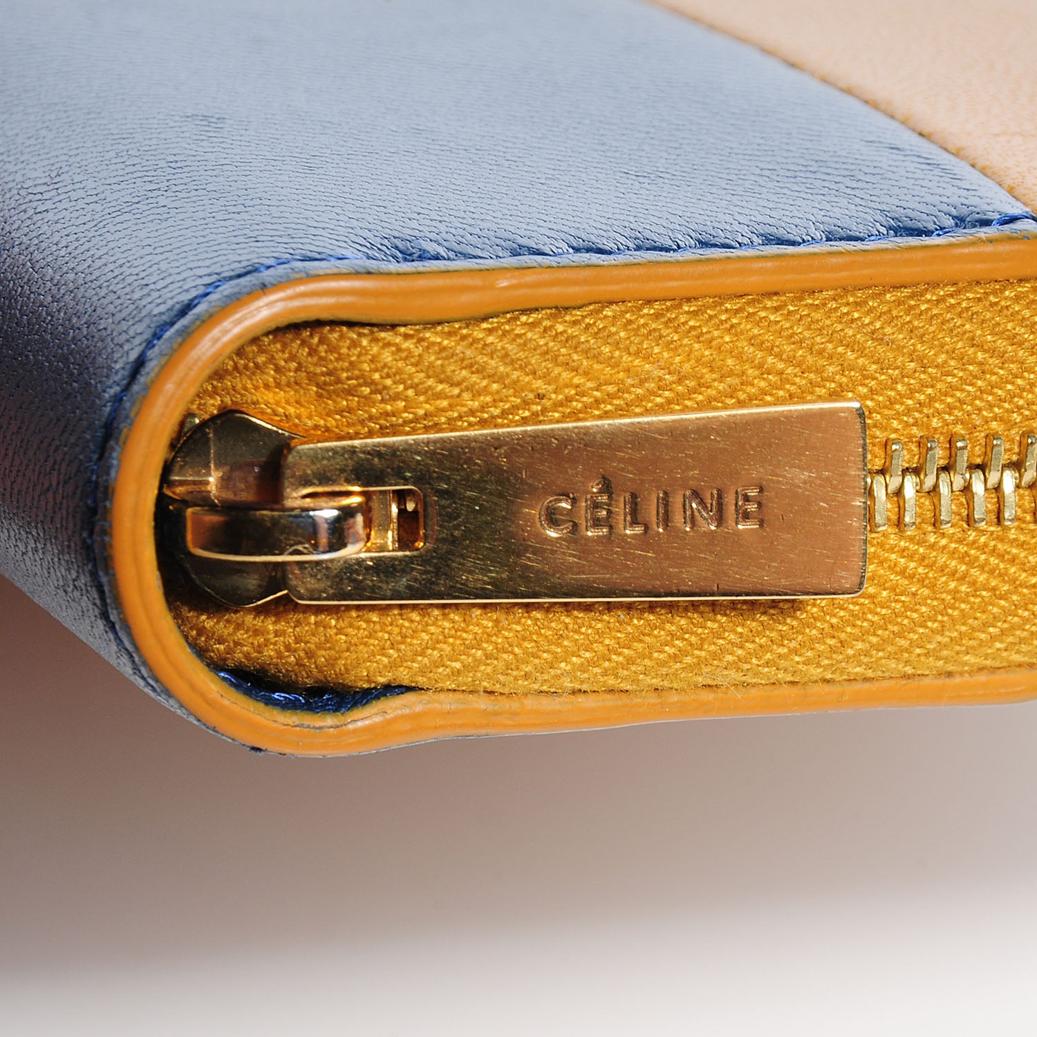 Celine Lambskin Large Zip Around Multifunction Wallet Amber Ocean Blue 9 of 9