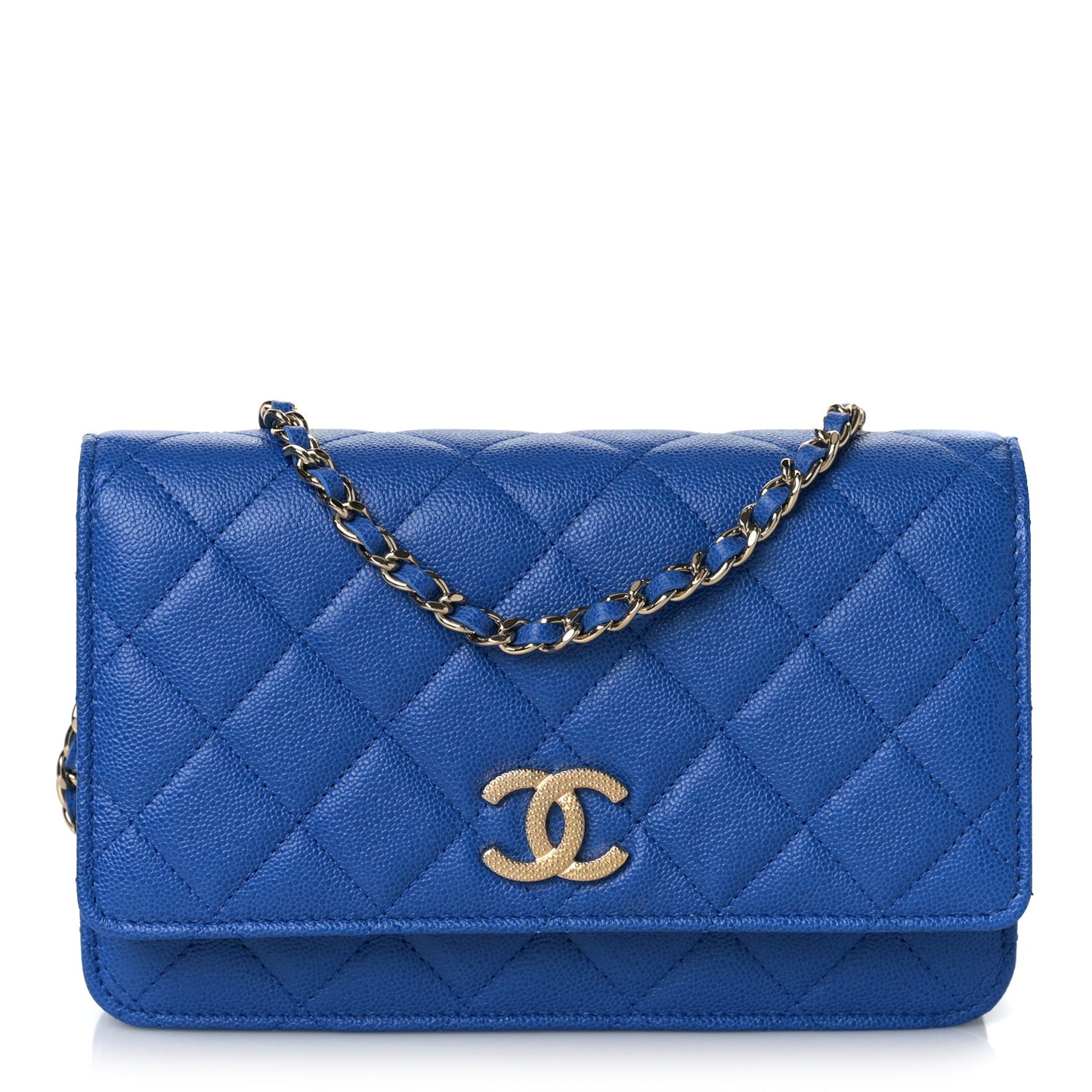 Caviar Quilted Wallet On Chain WOC Dark Blue