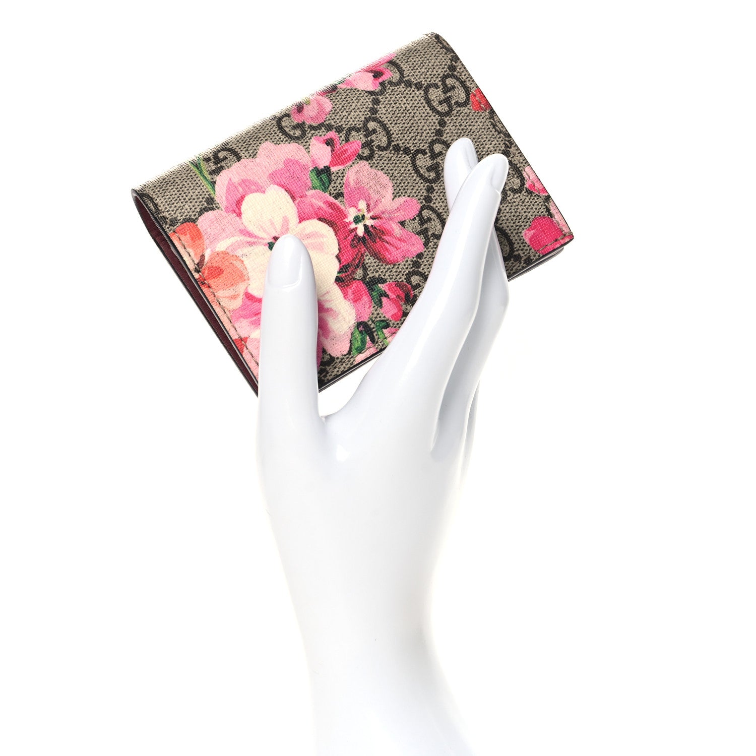 Gucci GG Supreme Monogram Blooms Card Case Beige Multicolor Dry Rose 2 of 8
