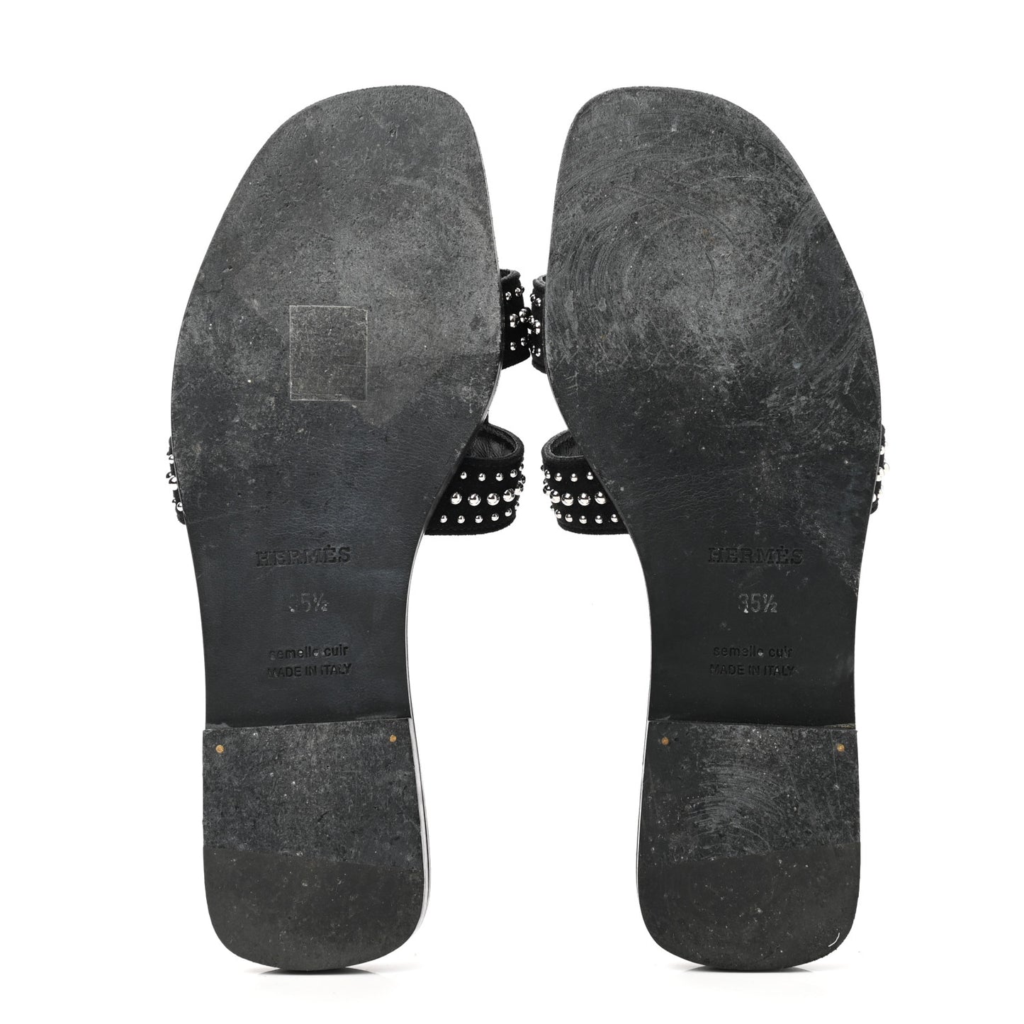 Suede Goatskin Studded Oran Sandals 35.5 Black