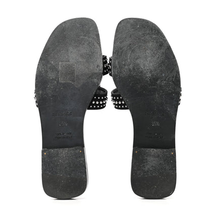 Hermes Suede Goatskin Studded Oran Sandals 35.5 Black 6 of 11