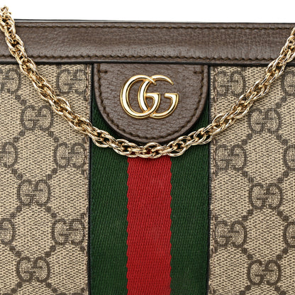 Gucci GG Supreme Monogram Textured Dollar Calfskin Web Mini Ophidia Chain Shoulder Bag Beige Ebony New Acero 9 of 12