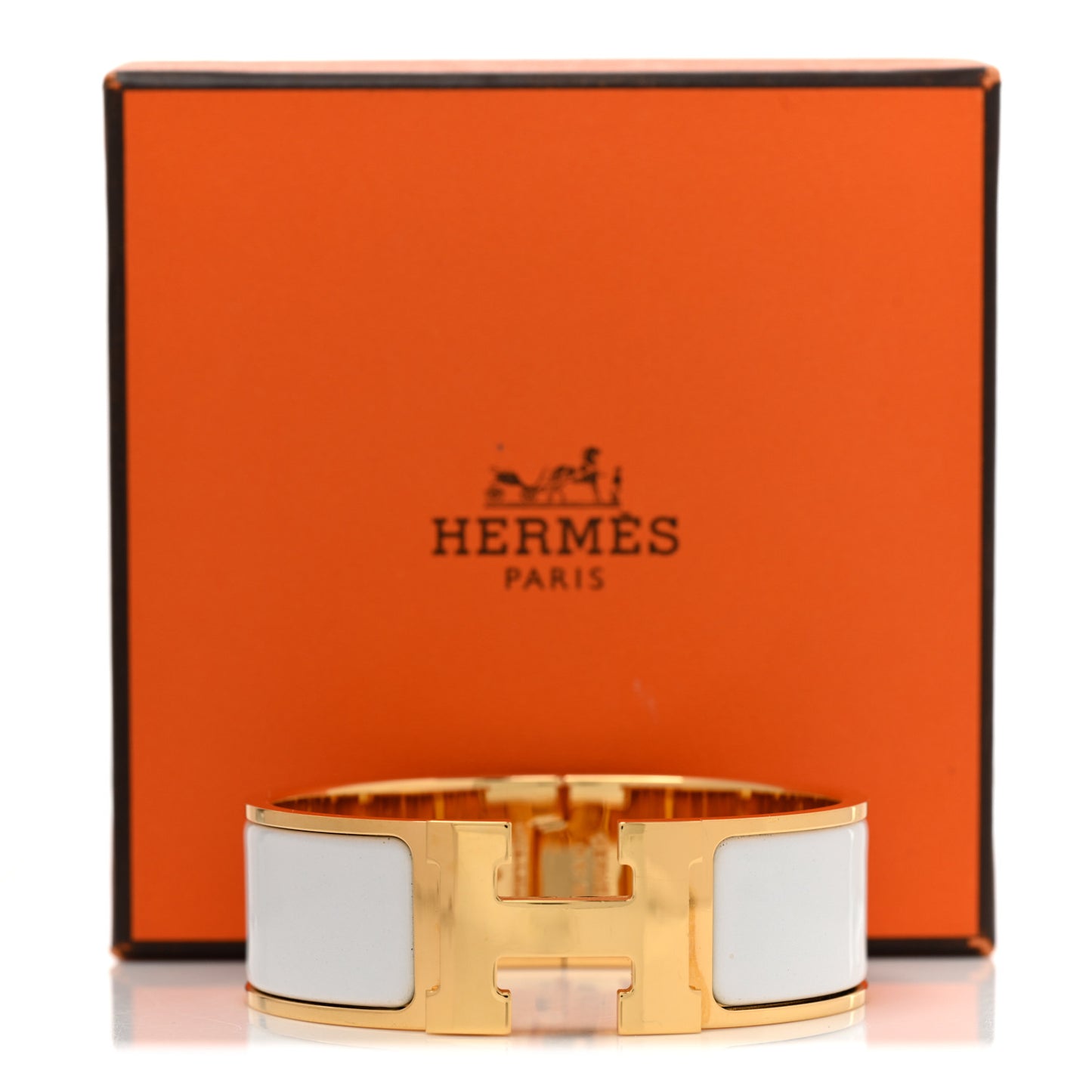 Enamel Wide Clic Clac H Bracelet PM White