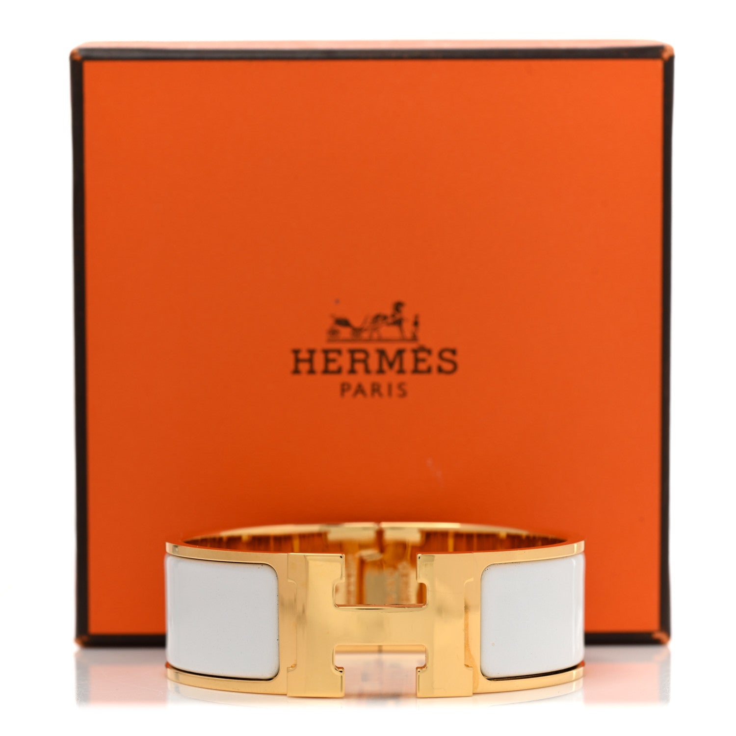 Hermes Enamel Wide Clic Clac H Bracelet PM White 5 of 5